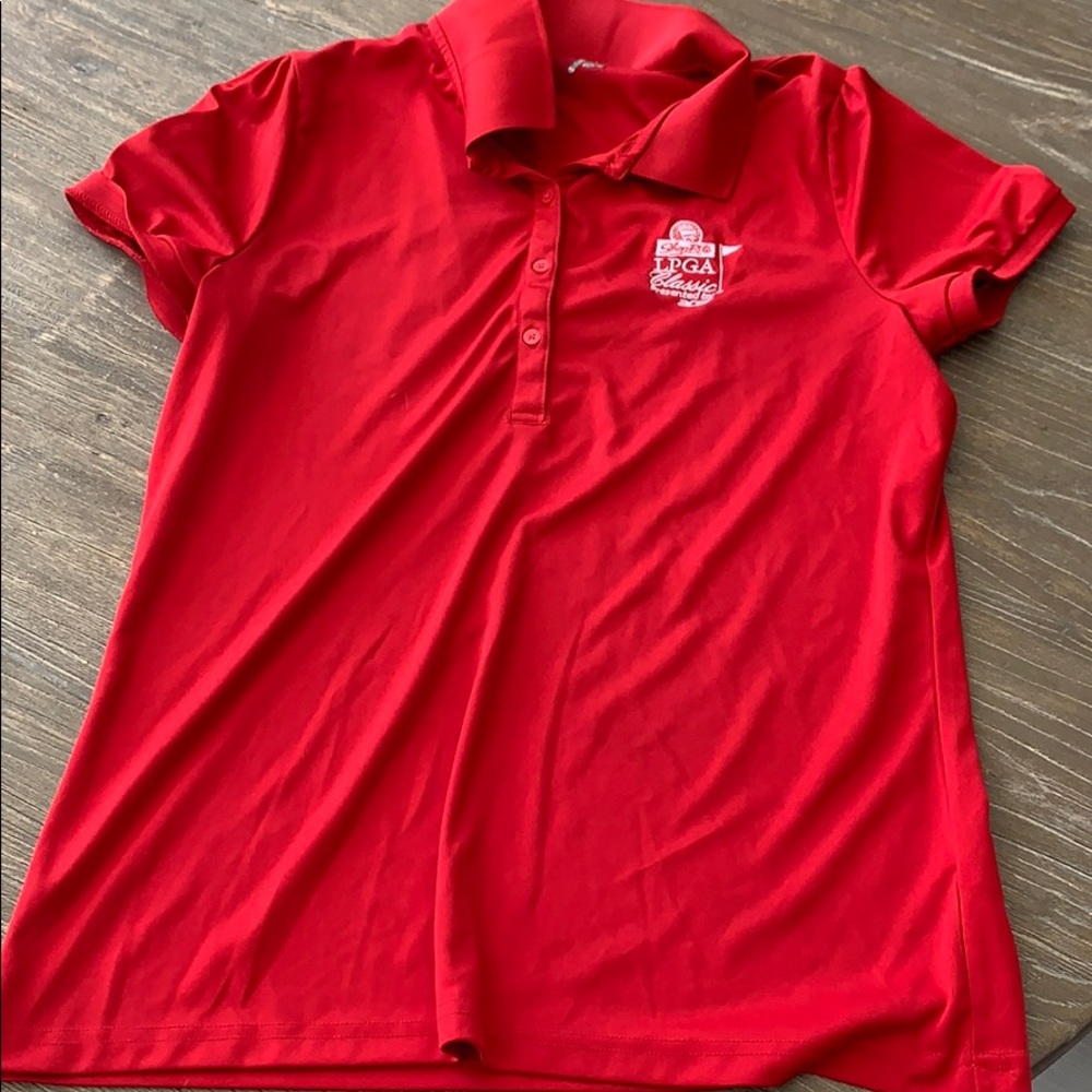 Red golf polo from SHOPRITE classic
